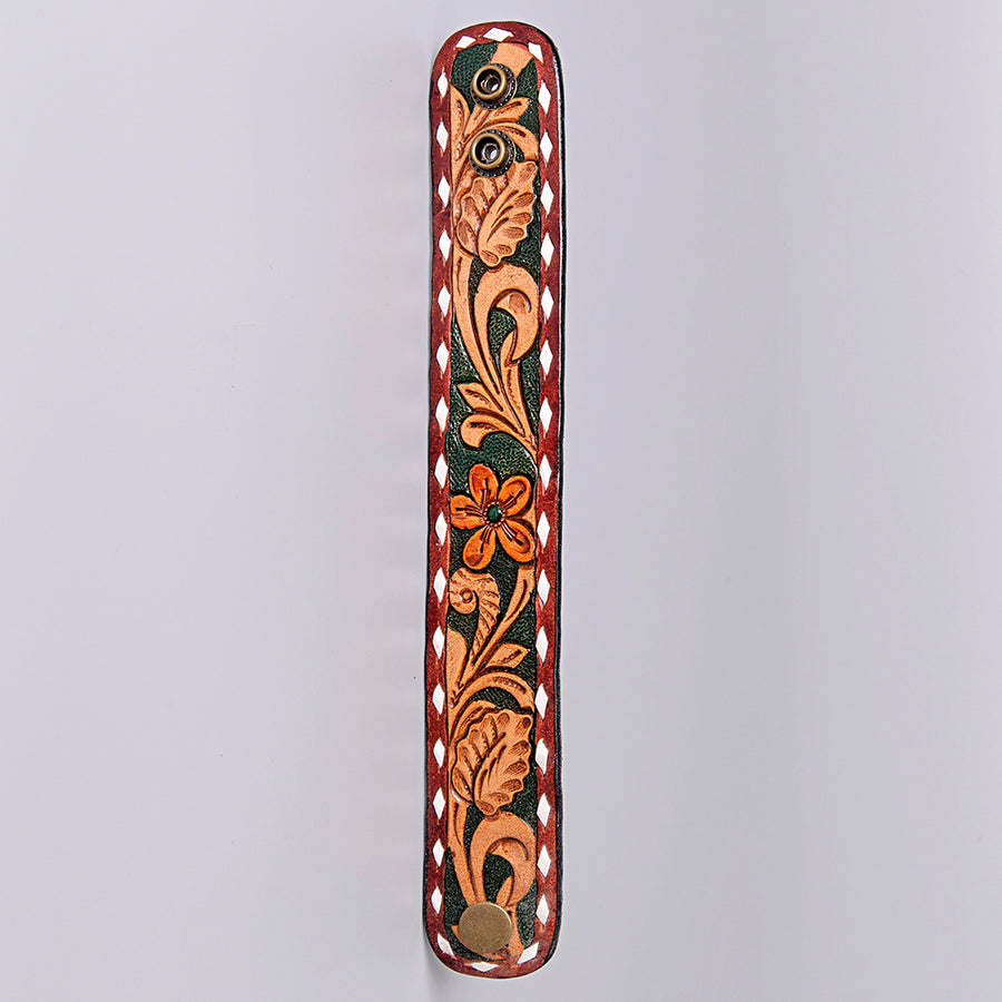 American Darling Bracelet Hand Tooled Carved Genuine Leather Women | Handmade Western Rustic
