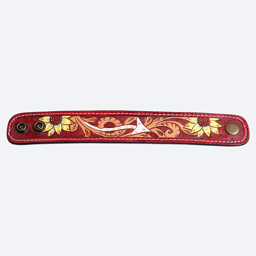 American Darling Bracelet Hand Tooled Carved Genuine Leather Women | Handmade Western Rustic