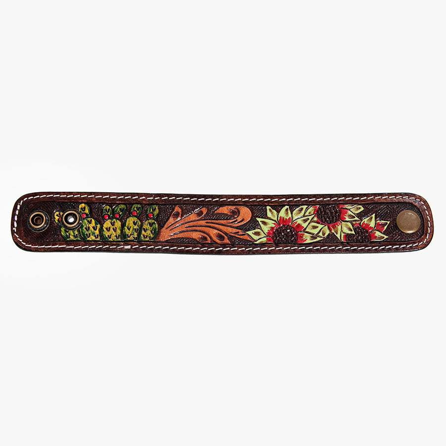 American Darling Bracelet Hand Tooled Carved Genuine Leather Women | Handmade Western Rustic