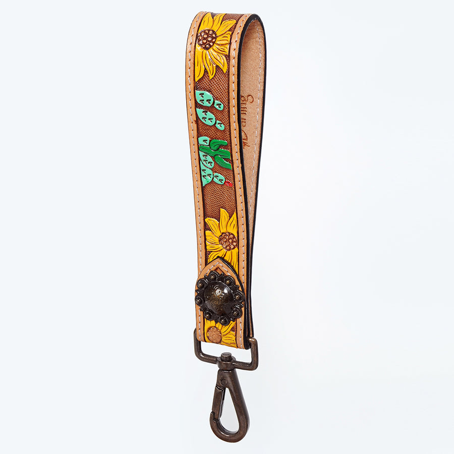 American Darling Hand Tooled Genuine Leather Handle Strap For Wristlet Bag - Uhorse