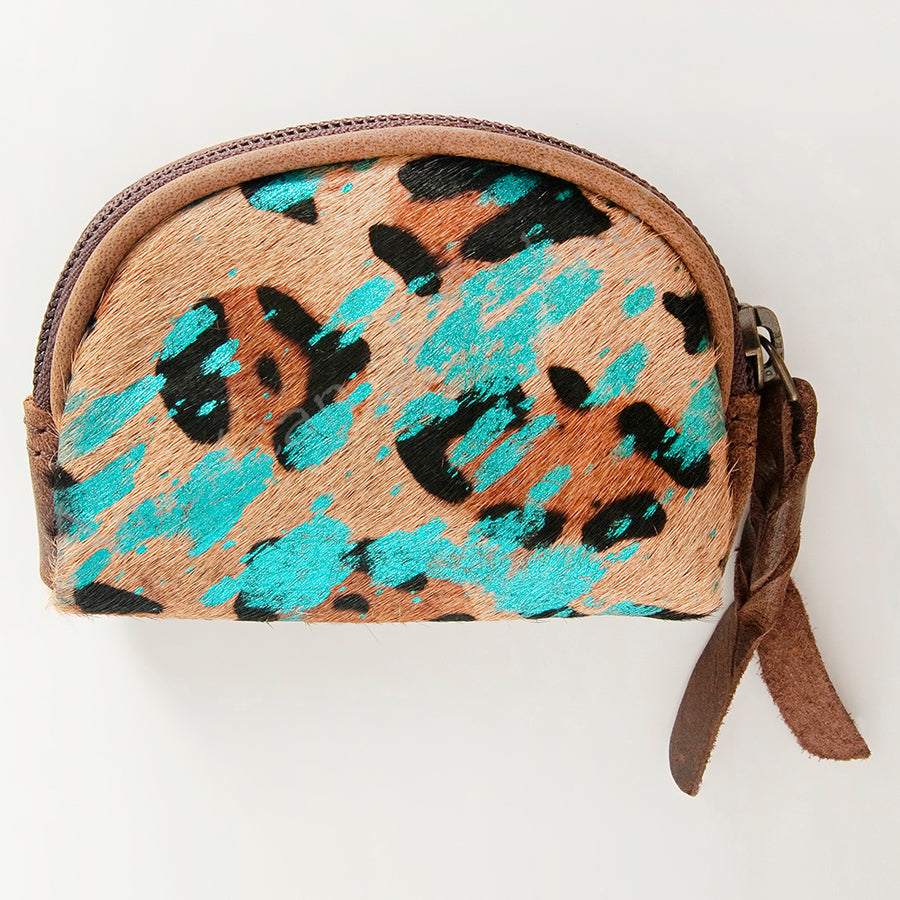 American Darling Coin Purse Bag Handcrafted from Hair-On Cowhide and Genuine Leather with YKK Zipper and Compact Design