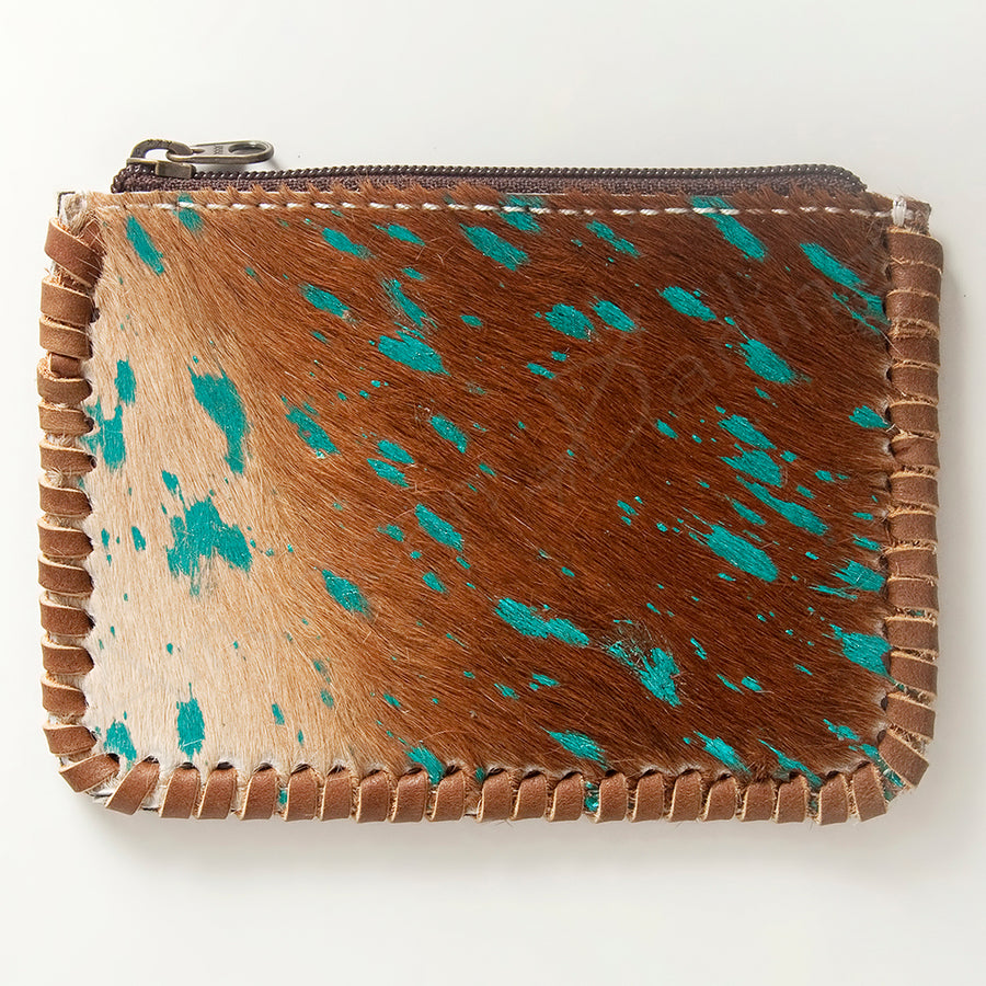 American Darling Handcrafted Braided Hair-On Cowhide Coin Purse Bag - Uhorse