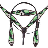 Western Horse Headstall Breast Collar American Leather Hilason camouflage