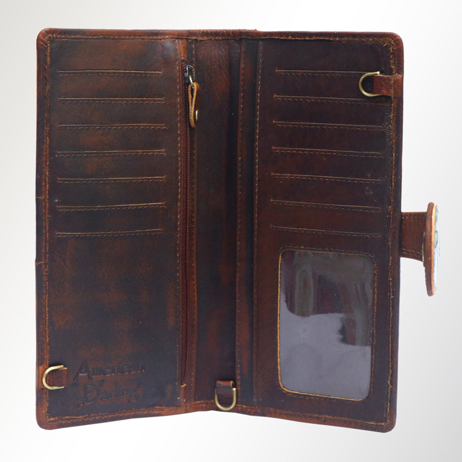 American Darling Wristlet Bag, Hand-Painted Genuine Leather, Western Vegetable Tanned Full Grain Leather Wallet Bag