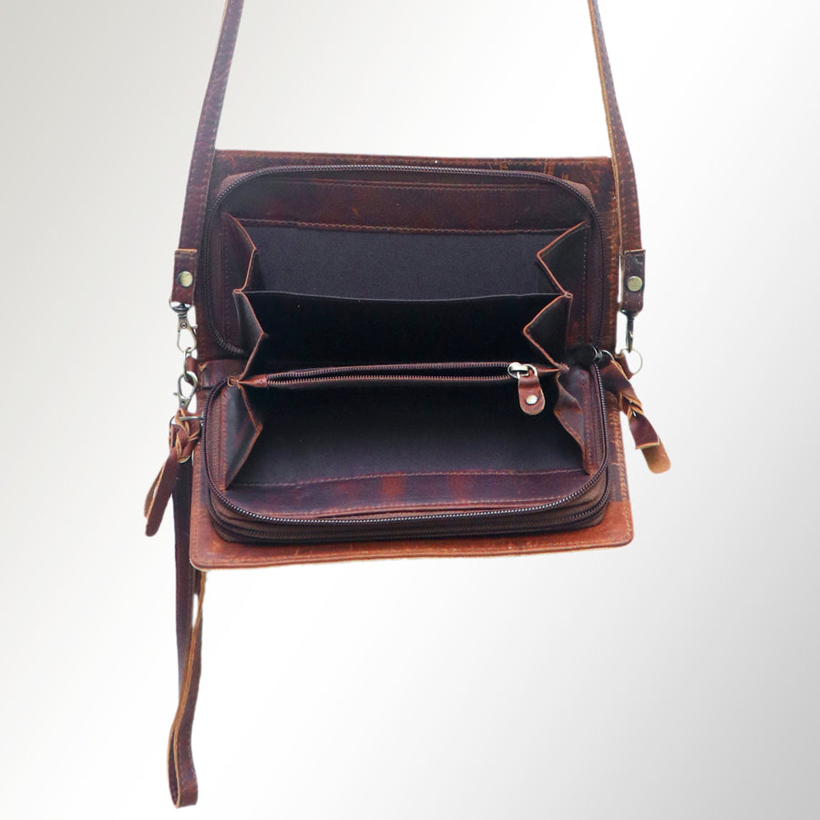 American Darling Organiser Bag, Hand Painted Western Leather, Vegetable Tanned Full Grain, 4in (H) X 8in (W) X 1.5in (D)