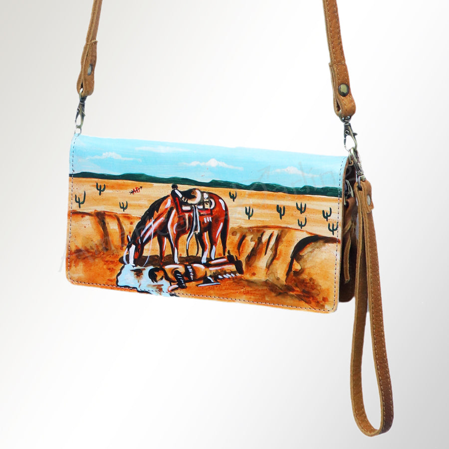 American Darling Hand Painted Western Leather Organiser Bag - Handcrafted - Uhorse