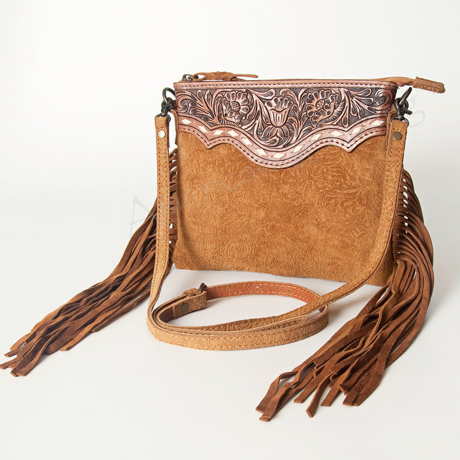 American Darling Hand-Tooled and Floral Embossed Leather Western Crossbody Bag - Uhorse
