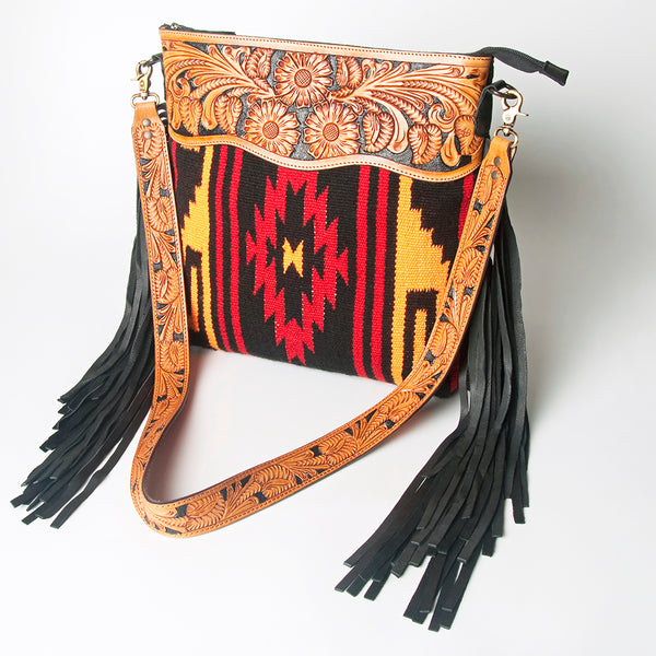 American Darling Signature Crossbody Hand Tooled Saddle Blanket Genuine Leather women bag western handbag purse - Uhorse