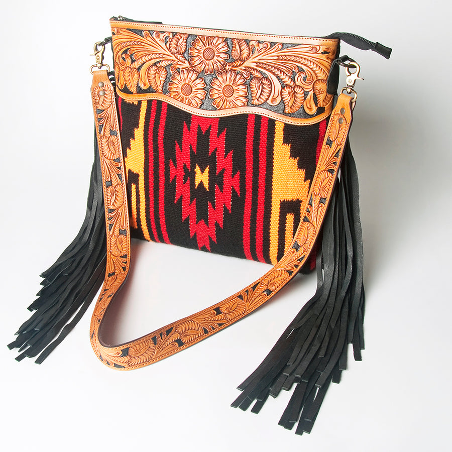 American Darling Signature Crossbody Hand Tooled Saddle Blanket Genuine Leather women bag western handbag purse - Uhorse