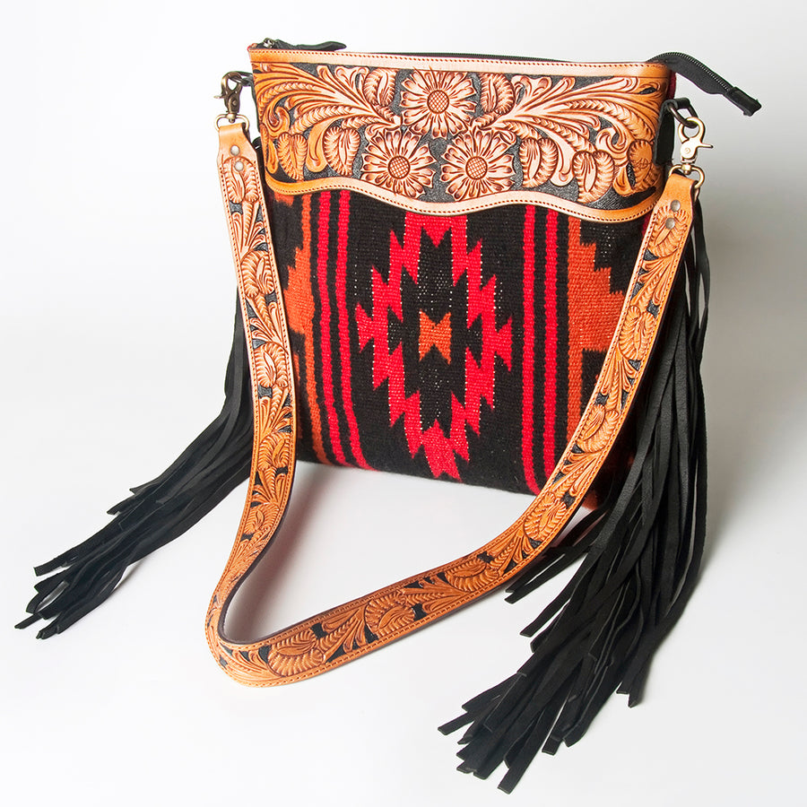 American Darling Signature Crossbody Hand Tooled Saddle Blanket Genuine Leather women bag western handbag purse - Uhorse
