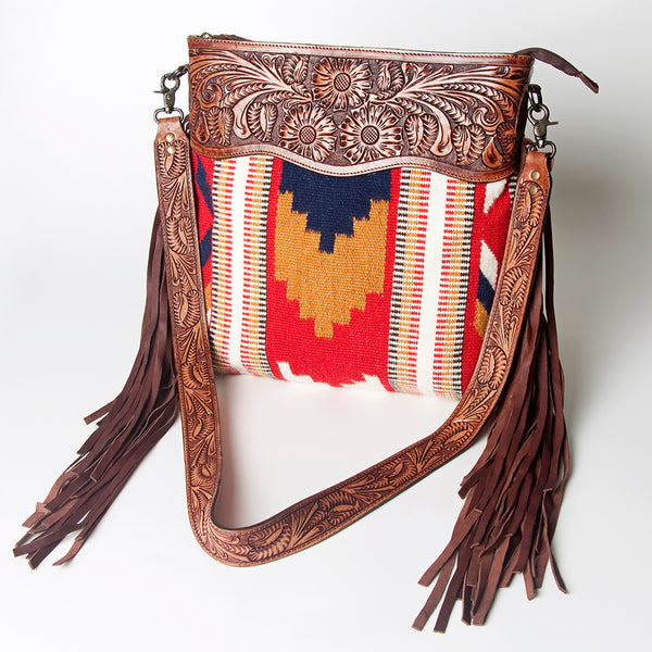 American Darling Signature Crossbody Hand Tooled Saddle Blanket Genuine Leather women bag western handbag purse - Uhorse