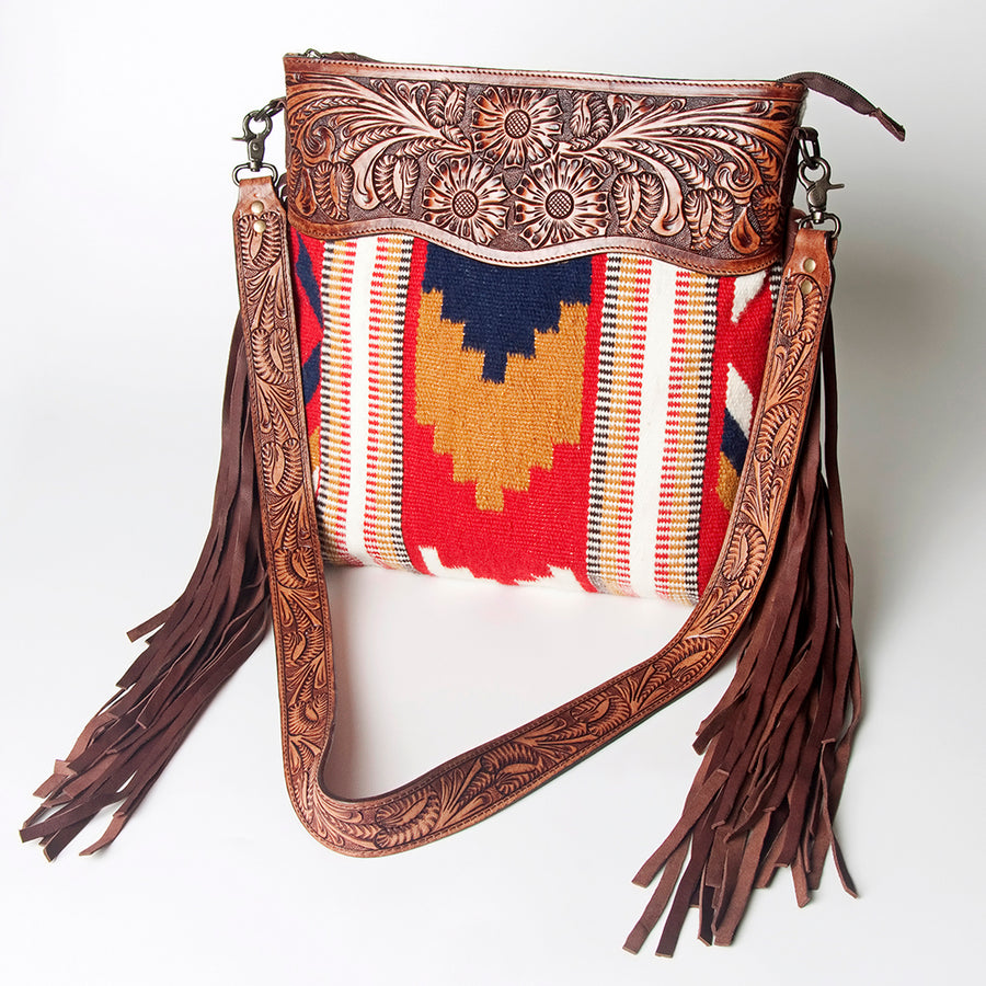 American Darling Signature Crossbody Hand Tooled Saddle Blanket Genuine Leather women bag western handbag purse - Uhorse