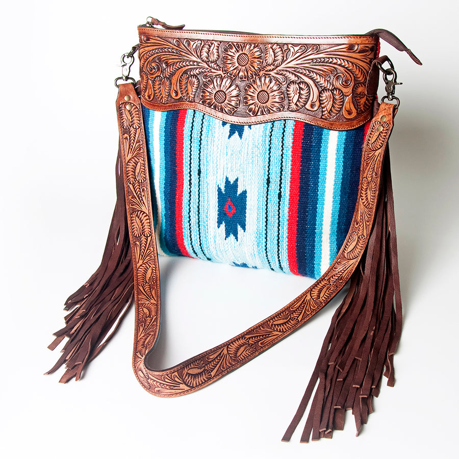 American Darling Signature Crossbody Hand Tooled Saddle Blanket Genuine Leather women bag western handbag purse - Uhorse