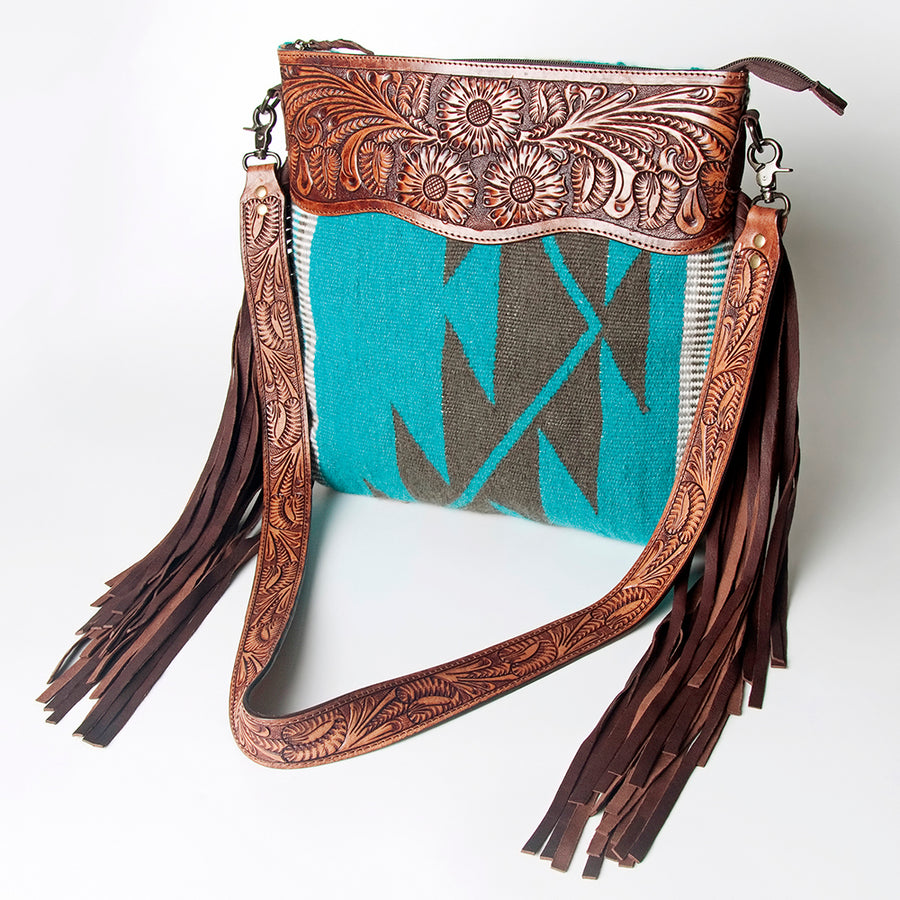 American Darling Signature Crossbody Hand Tooled Saddle Blanket Genuine Leather women bag western handbag purse - Uhorse