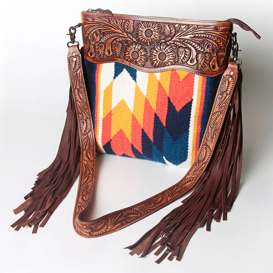 American Darling Signature Crossbody Hand Tooled Saddle Blanket Genuine Leather women bag western handbag purse - Uhorse