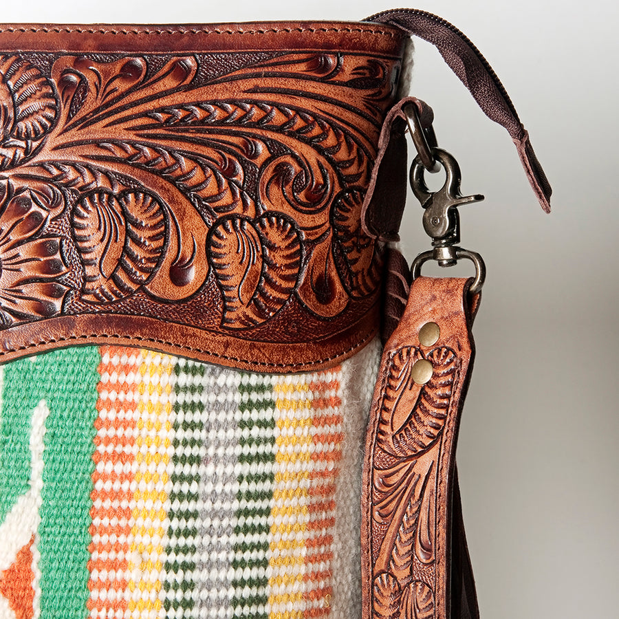 American Darling Cross Body Hand Tooled Saddle Blanket Genuine Leather Western Women Bag Handbag Purse | Crossbody for Cute