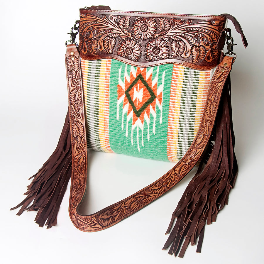 ADBGZ560 American Darling Hand Tooled Saddle Blanket Genuine Leather by Hilason – Cowboy and equestrian accessories