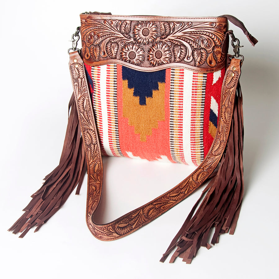 American Darling Signature Crossbody Hand Tooled Saddle Blanket Genuine Leather women bag western handbag purse - Uhorse