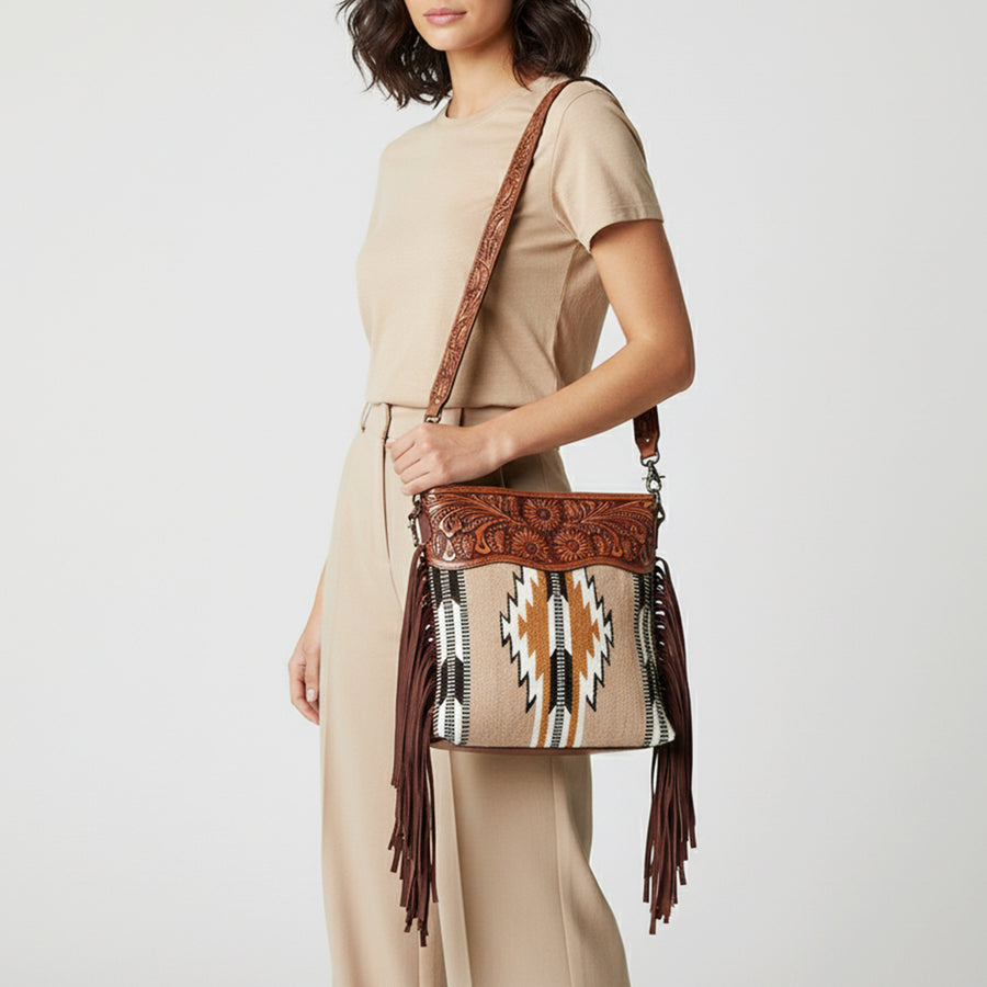 American Darling Signature Crossbody Hand Tooled Saddle Blanket Genuine Leather women bag western handbag purse