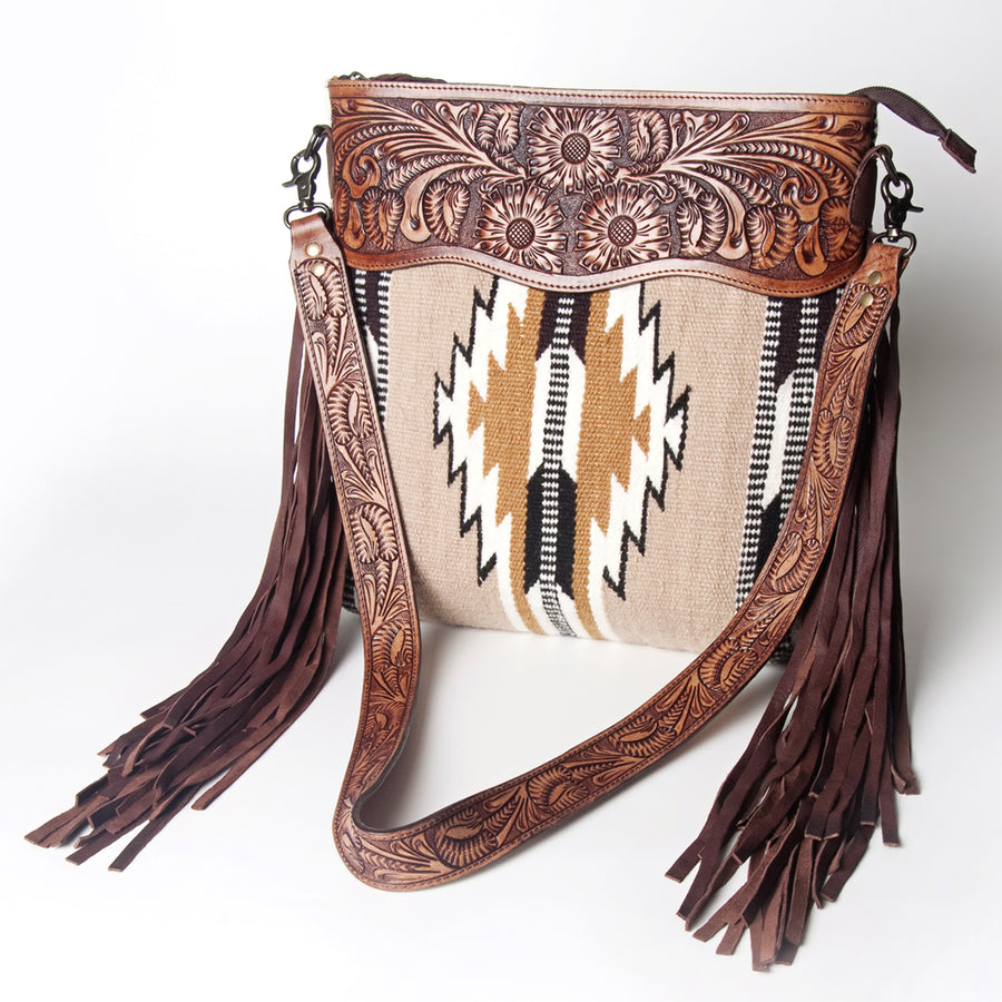 American Darling Signature Crossbody Hand Tooled Saddle Blanket Genuine Leather women bag western handbag purse - Uhorse