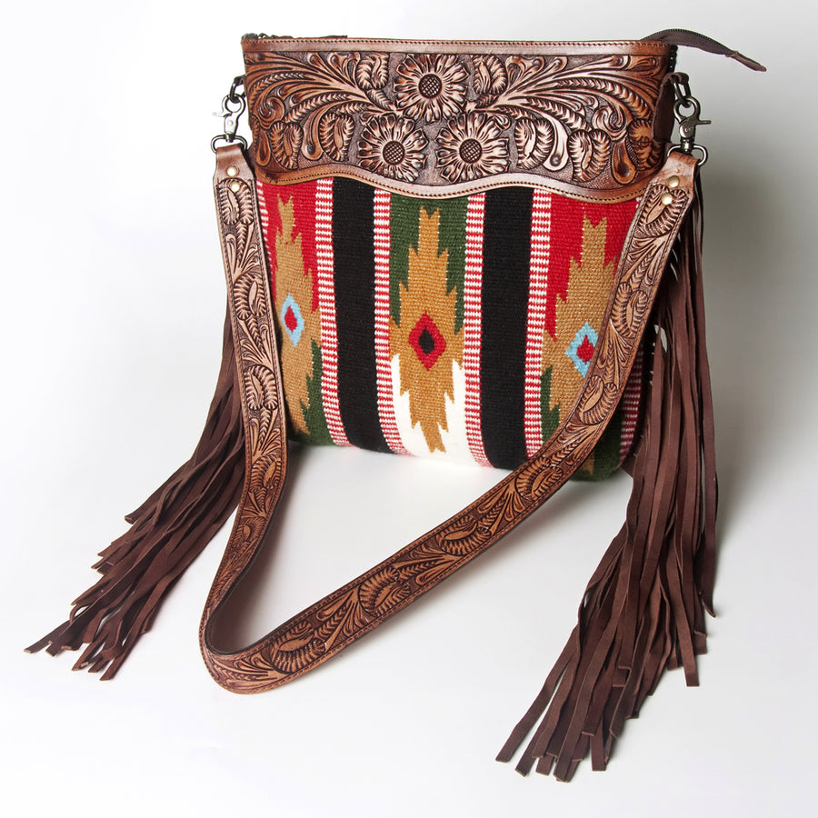 American Darling Signature Crossbody Hand Tooled Saddle Blanket Genuine Leather women bag western handbag purse - Uhorse