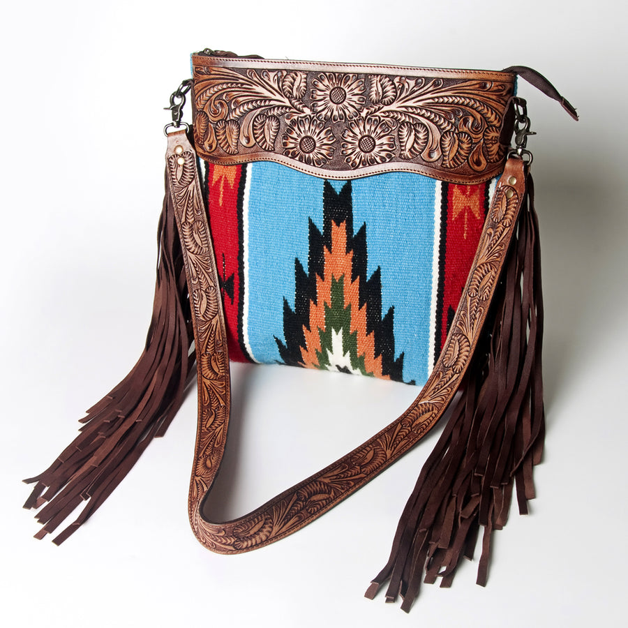 American Darling Signature Crossbody Hand Tooled Saddle Blanket Genuine Leather women bag western handbag purse - Uhorse