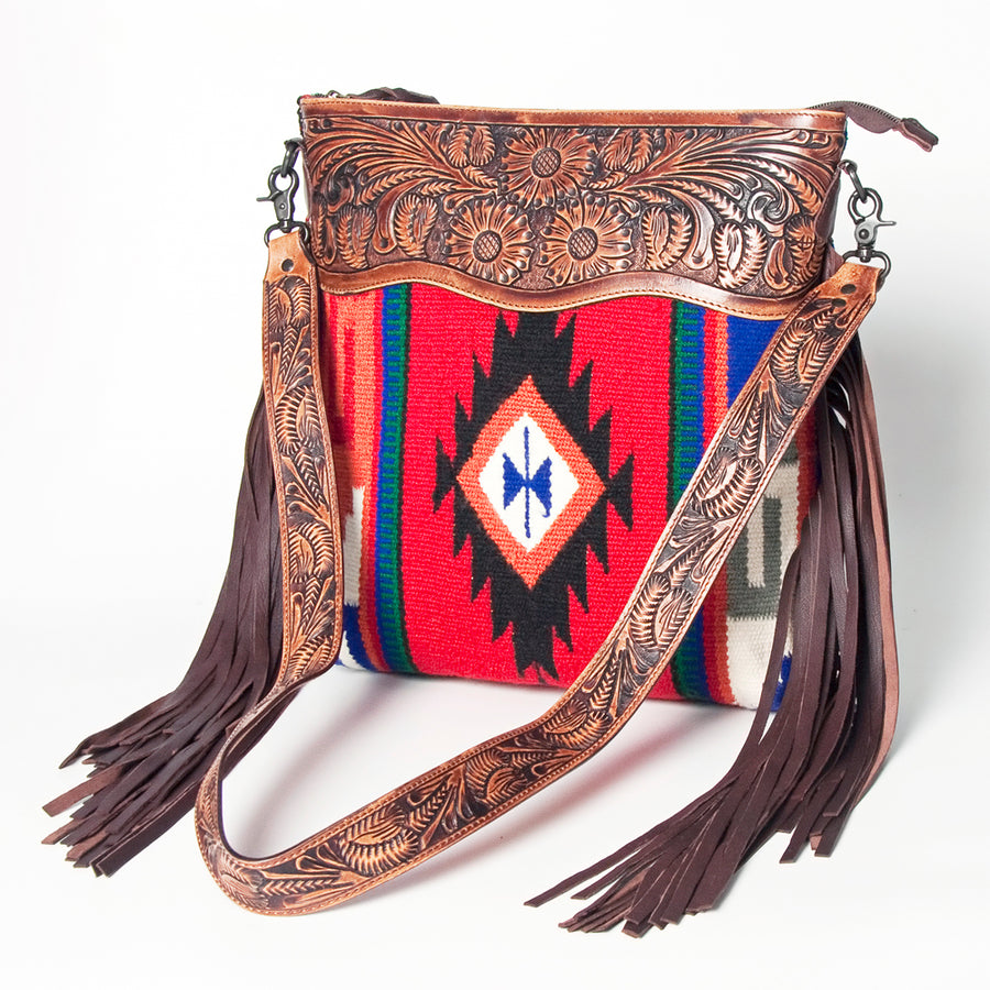 American Darling Signature Crossbody Hand Tooled Saddle Blanket Genuine Leather women bag western handbag purse - Uhorse
