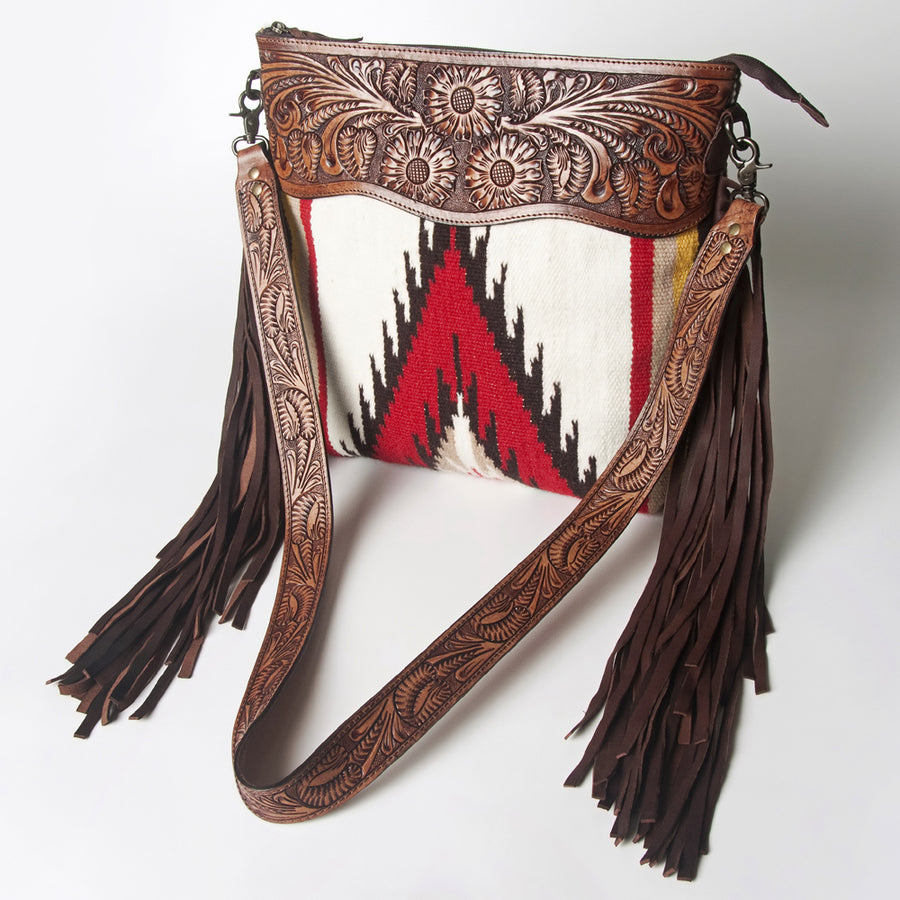 American Darling Signature Crossbody Hand Tooled Saddle Blanket Genuine Leather women bag western handbag purse - Uhorse