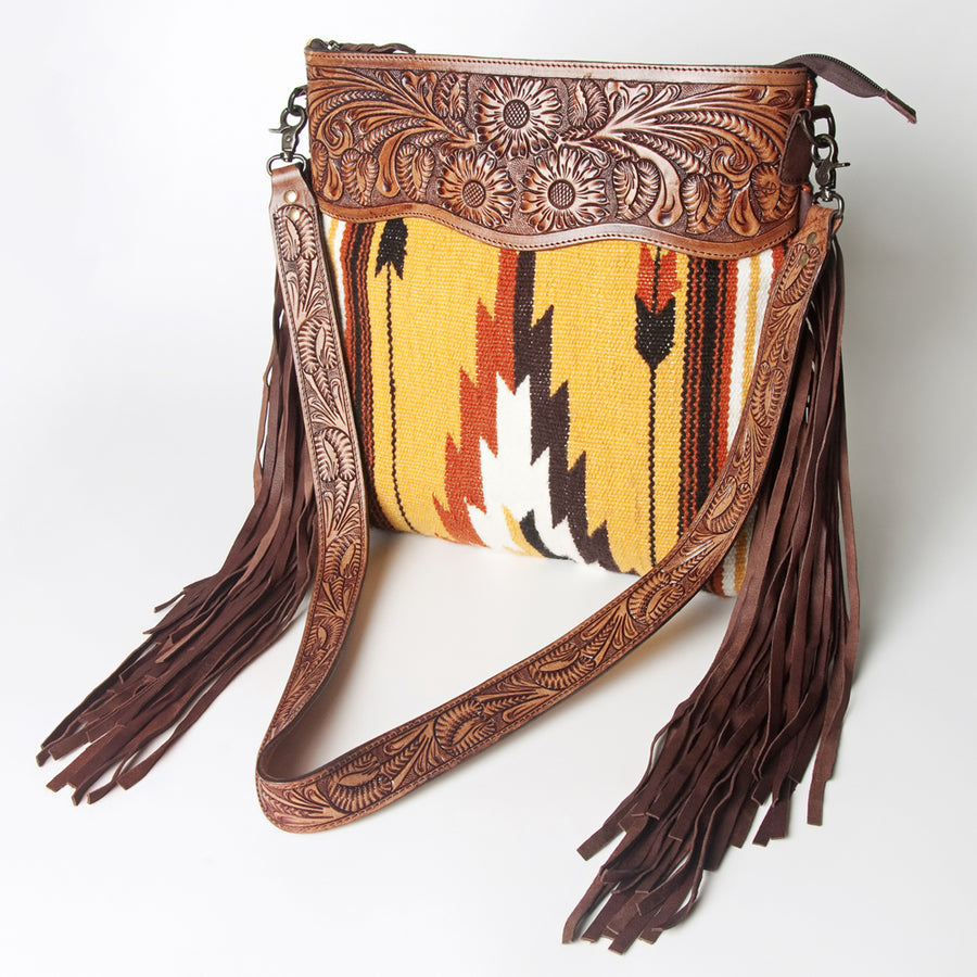 American Darling Signature Crossbody Hand Tooled Saddle Blanket Genuine Leather women bag western handbag purse - Uhorse