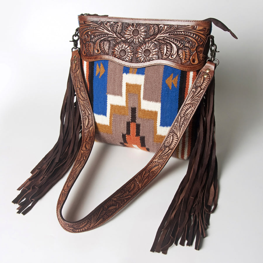 American Darling Signature Crossbody Hand Tooled Saddle Blanket Genuine Leather women bag western handbag purse - Uhorse