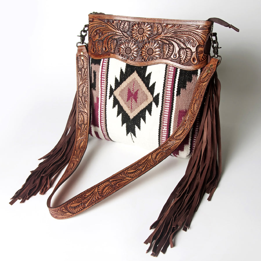 American Darling Signature Crossbody Hand Tooled Saddle Blanket Genuine Leather women bag western handbag purse - Uhorse