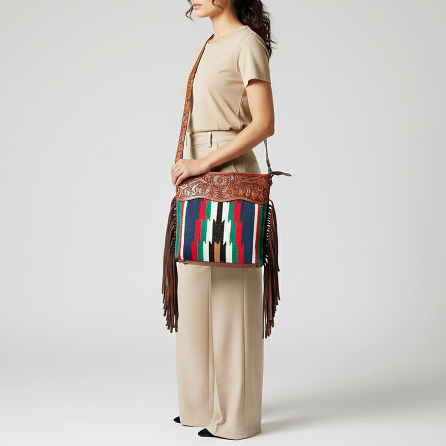 American Darling Signature Crossbody Hand Tooled Saddle Blanket Genuine Leather women bag western handbag purse