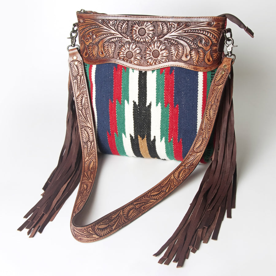 American Darling Signature Crossbody Hand Tooled Saddle Blanket Genuine Leather women bag western handbag purse - Uhorse