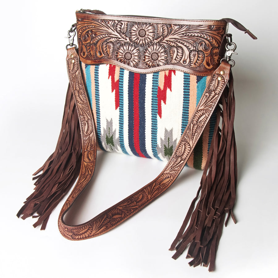 American Darling Signature Crossbody Hand Tooled Saddle Blanket Genuine Leather women bag western handbag purse - Uhorse