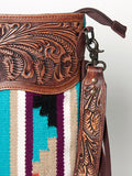 American Darling ADBGZ572 Signature Crossbody Hand Tooled Saddle Blanket Genuine Leather women bag western handbag purse