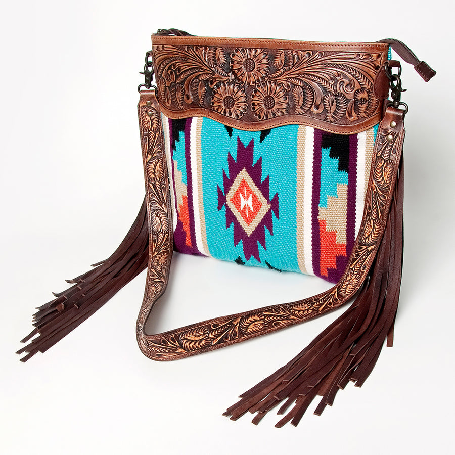 American Darling Signature Crossbody Hand Tooled Saddle Blanket Genuine Leather women bag western handbag purse - Uhorse