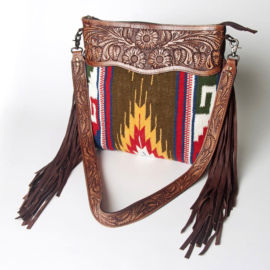 American Darling Signature Crossbody Hand Tooled Saddle Blanket Genuine Leather women bag western handbag purse - Uhorse