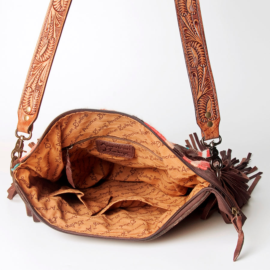 American Darling Signature Crossbody Hand Tooled Saddle Blanket Genuine Leather women bag western handbag purse