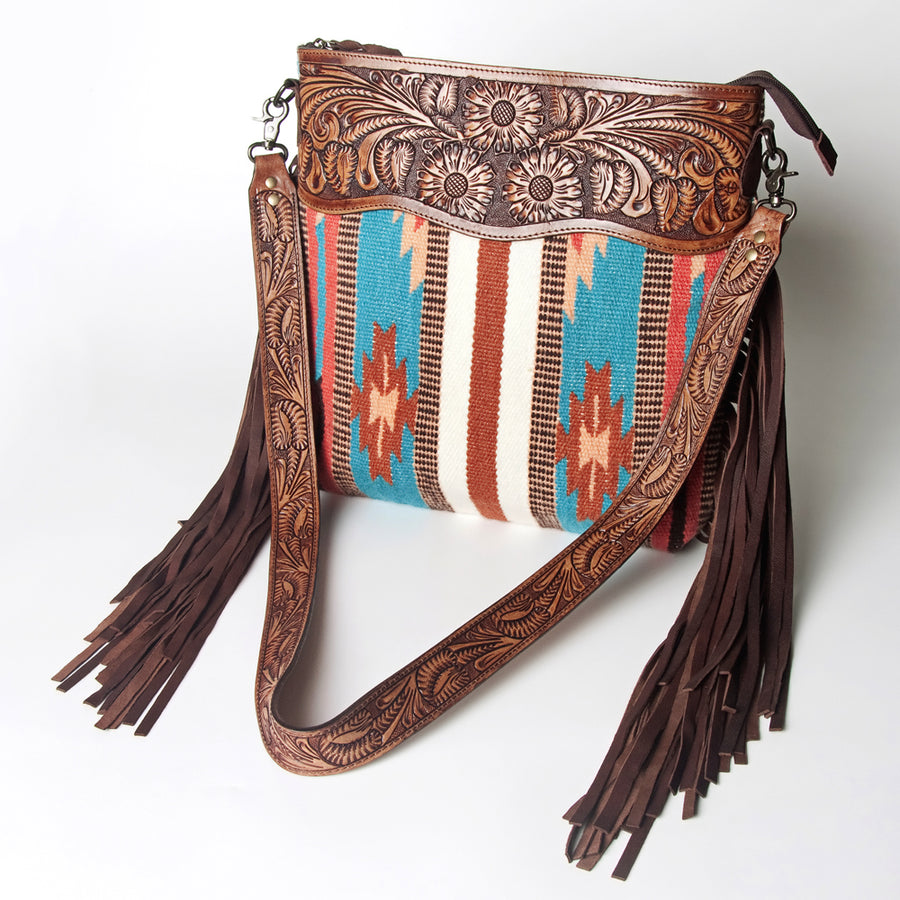 American Darling Signature Crossbody Hand Tooled Saddle Blanket by Hilason – Cowboy and equestrian accessories