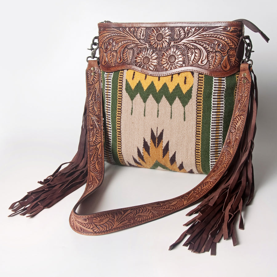 American Darling Signature Crossbody Hand Tooled Saddle Blanket Genuine Leather women bag western handbag purse - Uhorse