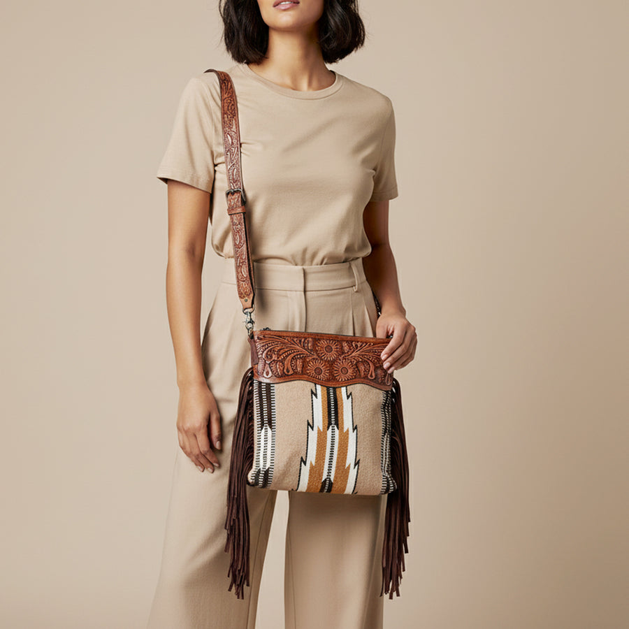 American Darling Signature Crossbody Hand Tooled Saddle Blanket Genuine Leather women bag western handbag purse