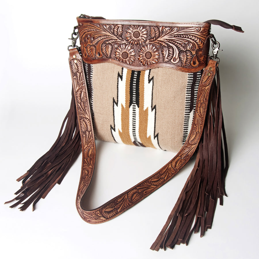 American Darling Signature Crossbody Hand Tooled Saddle Blanket Genuine Leather women bag western handbag purse - Uhorse