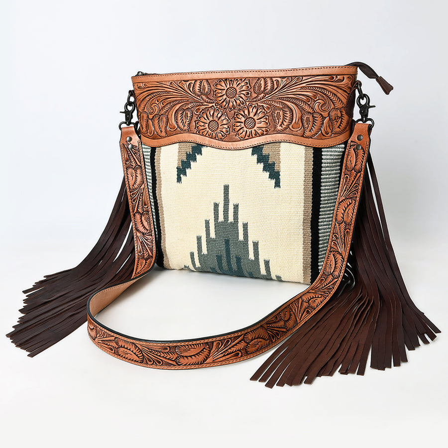 American Darling Signature Crossbody Hand Tooled Saddle Blanket Genuine Leather women bag western handbag purse - Uhorse