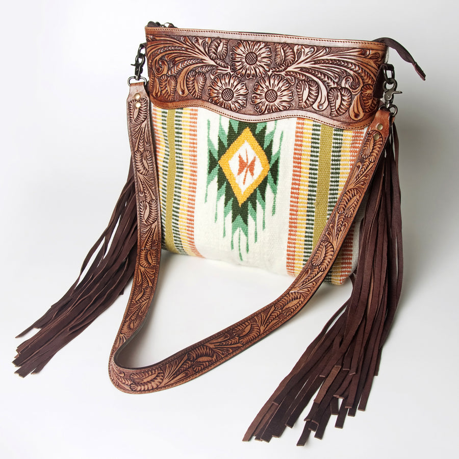 American Darling Signature Crossbody Hand Tooled Saddle Blanket Genuine Leather women bag western handbag purse - Uhorse