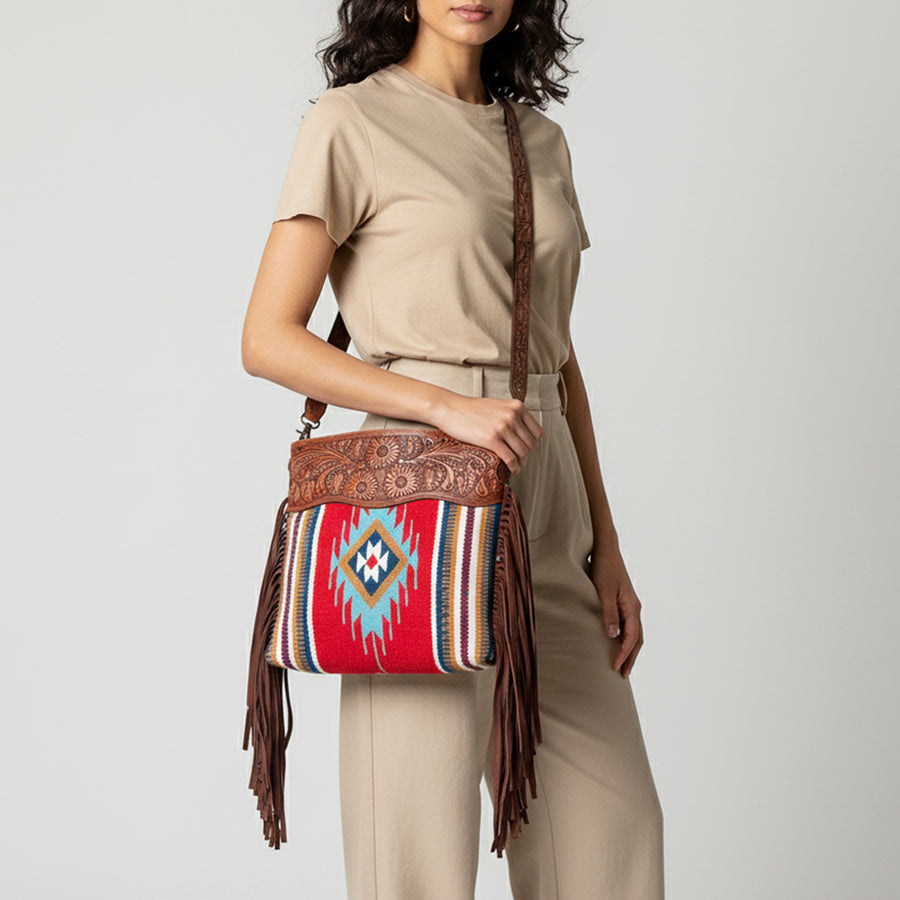 American Darling Signature Crossbody Hand Tooled Saddle Blanket Genuine Leather women bag western handbag purse
