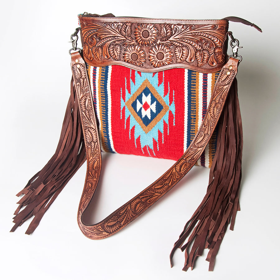 American Darling Signature Crossbody Hand Tooled Saddle Blanket Genuine Leather women bag western handbag purse - Uhorse