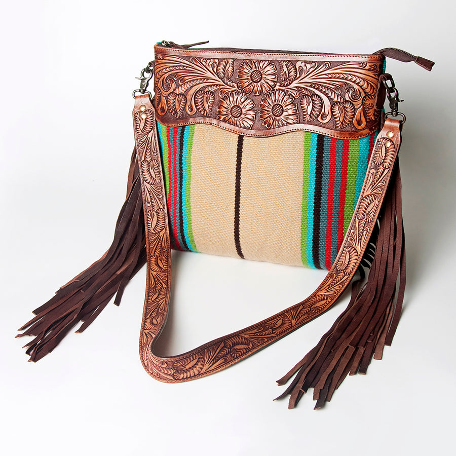 American Darling Signature Crossbody Hand Tooled Saddle Blanket Genuine Leather women bag western handbag purse - Uhorse
