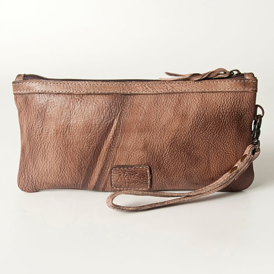 Never Mind Nmbg101G Wristlet Vintage Handmade Genuine Cowhide Leather Women Bag Western Handbag Purse