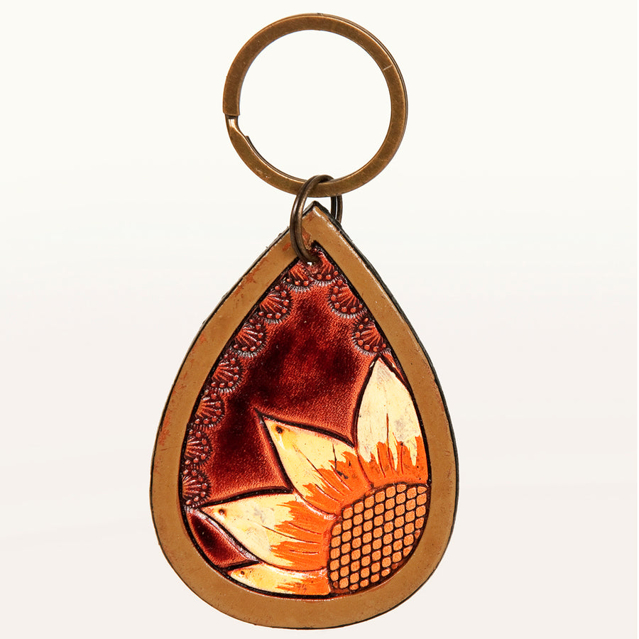 American Darling ADKR180 Hand Tooled Carved Genuine Leather Keyring – by Hilason – Cowboy and equestrian accessories