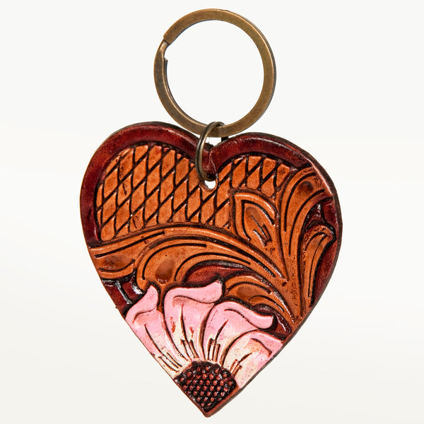 American Darling ADKR181 Hand Tooled Carved Genuine Leather Keyring – by Hilason – Cowboy and equestrian accessories
